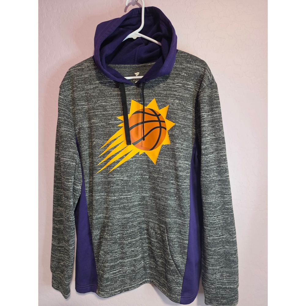 Fanatics Phoenix Suns NBA Hoodie Mens L Grey Purple Space Dye Fleece Pullover